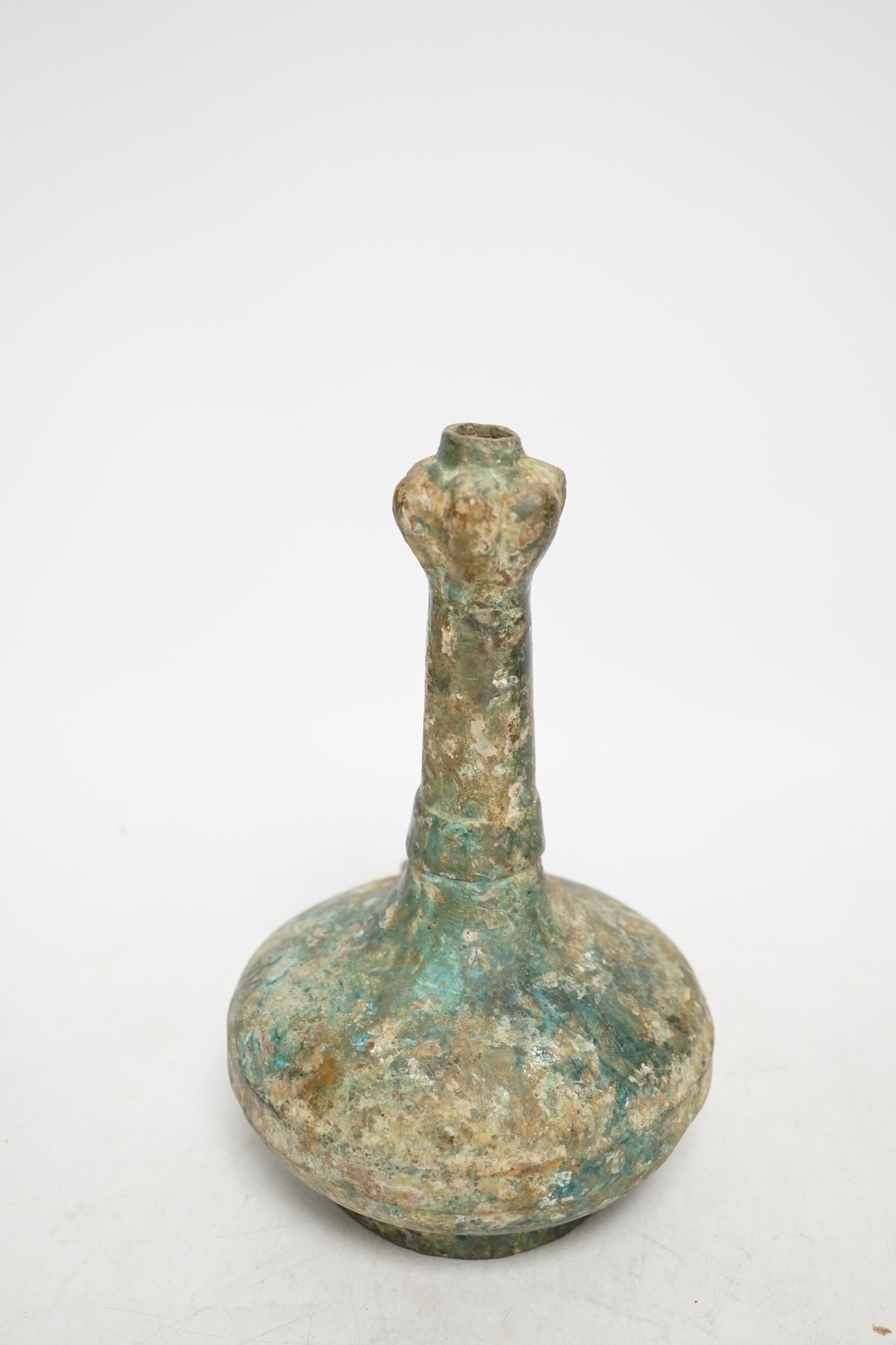 A Chinese bronze archaistic garlic head vase, 19.5cm. Condition - fair